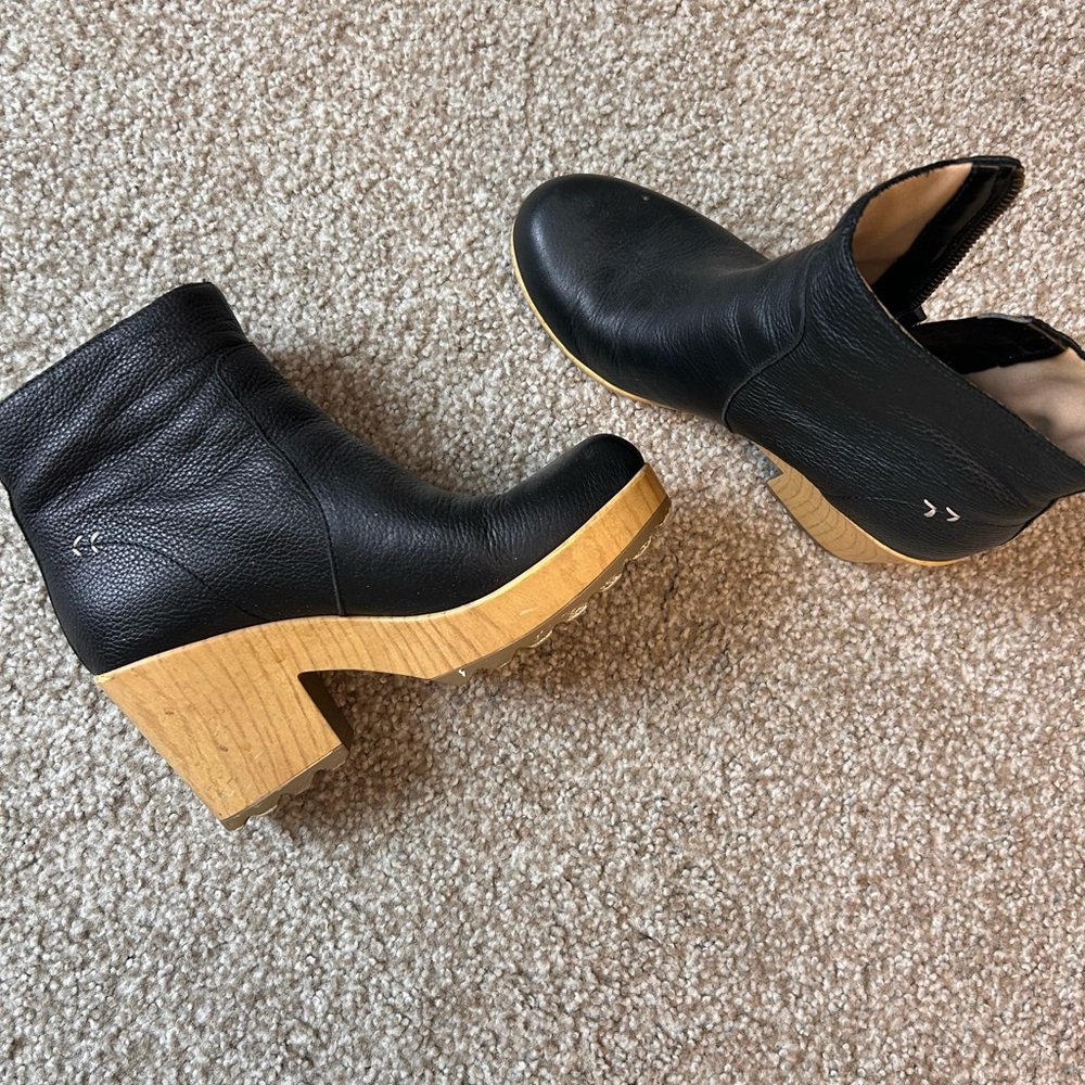 Dr. Scholl's Black Ankle Boots with Tan Heel